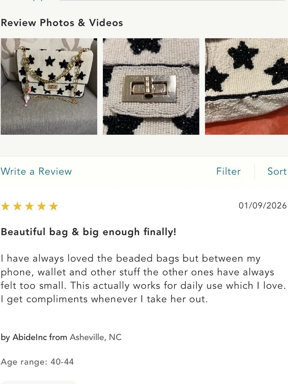 New Anthropologie oversized Maeve Beaded shoulder bag black stars white chain